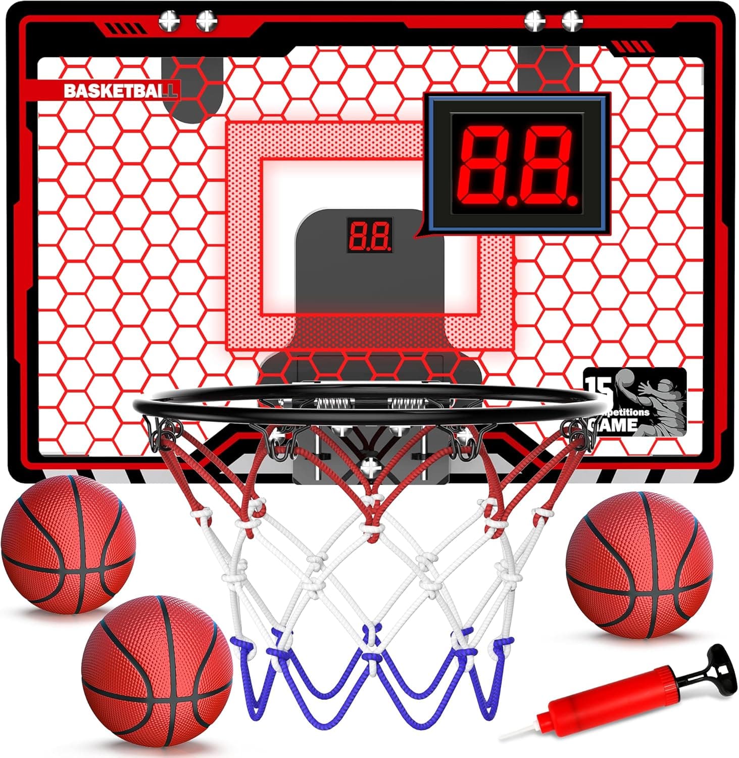 HopeRock Indoor Basketball Hoop for Kids, Mini Hoop Over the Door