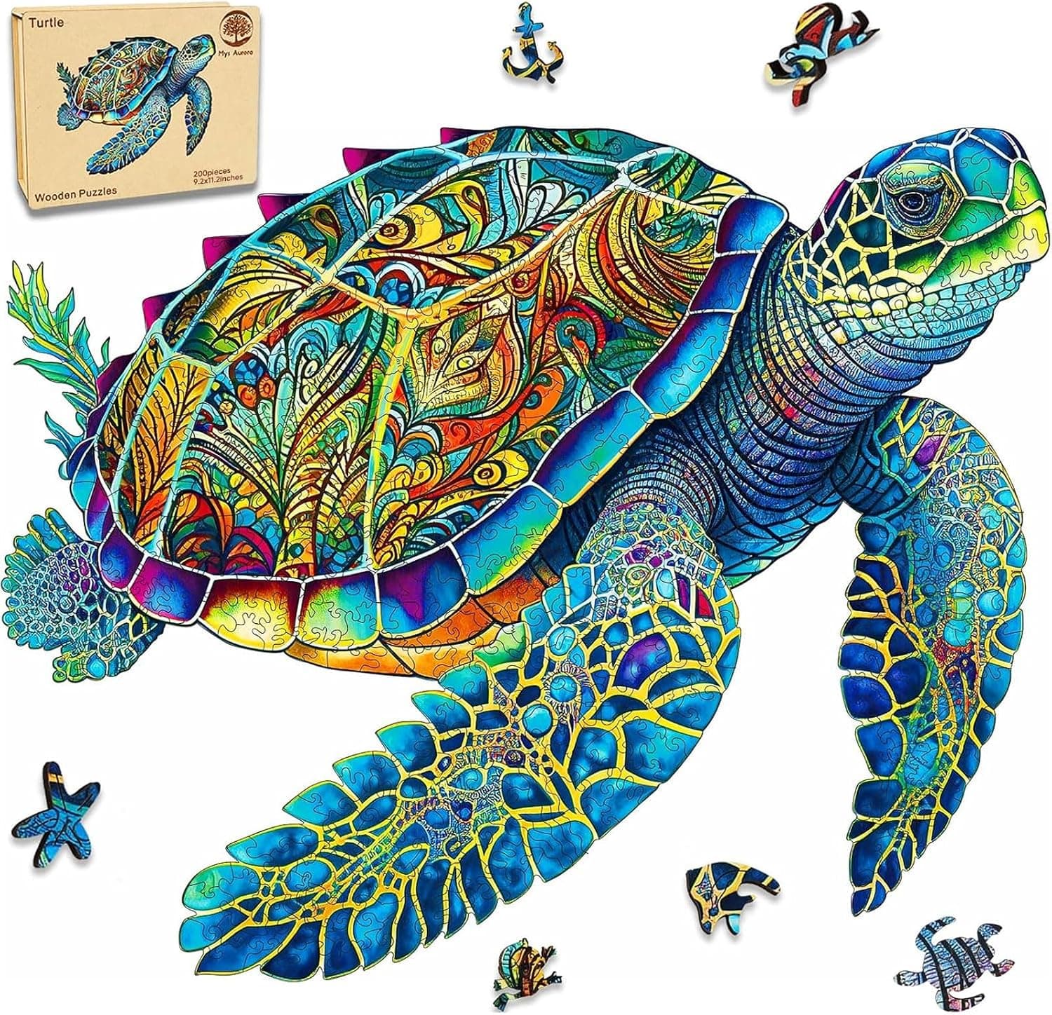Mys Aurora Wooden Puzzles, Sea Turtle Jigsaw Puzzles 200 Pieces